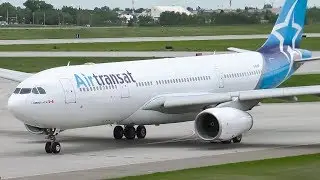 Air Transat New Livery Airbus A330-200 Taxi and Takeoff from Calgary Airport