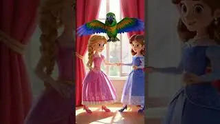 OMG! | One golden crown! 2 princesses 👑 | Magical story |Sisters | parrot | #viral #princess #royal
