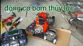 excavator scale 1/8, động cơ bơm dầu thủy lực máy xúc tự chế từ động cơ máy cắt cỏ 2 thì...