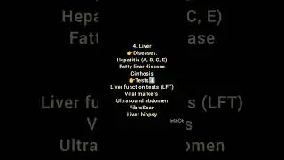 digestive system disease with their common diagnostic test #shortnotes #notes #shorts #viral