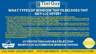 What types of window tint films does Tint Guy LLC offer?