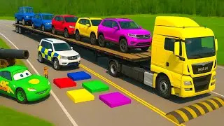 Flatbed Truck McQueen / Transportation with Truck / Pothole vs Car 31 / Mao Drive BeamNG