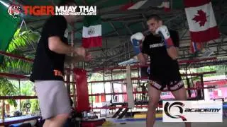 Adam Kayoom trains w/boxing coach Steve Petramales @Tiger Muay Thai