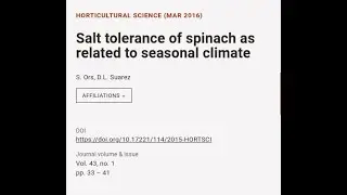 Salt tolerance of spinach as related to seasonal climate | RTCL.TV