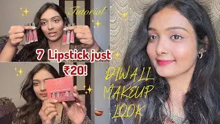 Diwali Makeup Tutorial 🪔 | lipstick set of 7 just ₹20! | Tamil | Step by Step | Festive Makeup 💄