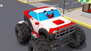 Red And White Monster Truck Helps Kids Learn Numbers