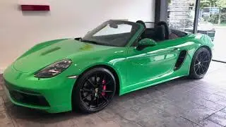 For Sale 2021 Porsche 718 Boxster GTS 4.0L 6 Speed Manual in Python Green with Mike Jones / Weissach