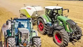 Fendt 828 Vario beim Strohpressen | 3200 Quadrant | Ballen 2019