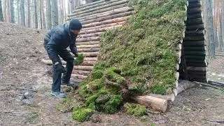 шалаш в лесу. Домик в лесу. Бушкрафт.