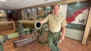 Confederate Cannon at Fort Frederick state park with park ranger Robert Ambrose
