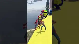 Spiderman & Rainbow Minion Team Pool Parkour in GTA 5 (Funny Moments & Fails)