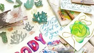 Happy Mail Exchange | Rubber Stamps, Watercolor, Waterfall Card and Brushlettering