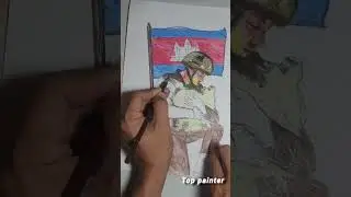 Real pencil drawing Soldier Cambodia