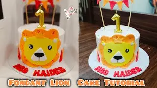 Lion theme cake 🦁🎂| Fondant Lion making tutorial 