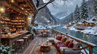 NO ADS | Snowy Winter Cabin Escape ❄️ Warm Piano Jazz & Fireplace Sounds for Deep Calm