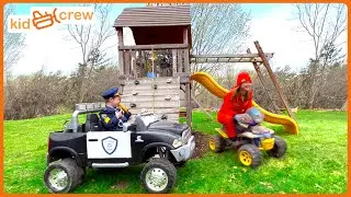 Catching criminal with police car and drone after ATV chase. Educational | Kid Crew