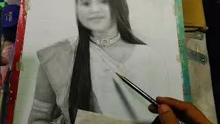 First Commission of  2025  on A3 Ivory paper... Beautiful girl Drawing ❤️.