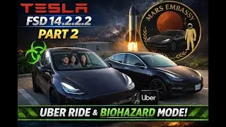 Tesla FSD 14.2.2.2, часть 2: Ночная поездка на Uber, режим биологической опасности, отключение и ...