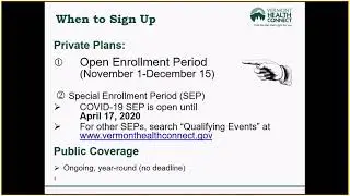 Vermont Health Connect COVID 19 Special Enrollment Period Video