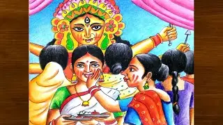 How to draw subho bijaya dashami step by step/Durga puja bijaya dashami drawing