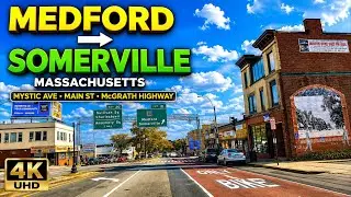 🚕 Medford / Somerville MA | 4K Scenic Driving Tour - 10/22/21