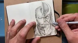 Drawing IRONMAN and THANOS in my Moleskine sketchbook with Graphgear pencils