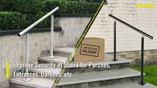 VEVOR Outdoor Stair Railing Kit - Easy Install, Safe & Sturdy Handrail for 1-3 Steps