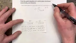 Find the polar equation of a conic given its focus, eccentricity, and directrix