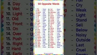 50 Opposite Words | opposite words | Opposite Words in English | Antonyms | viprit shabd #opposite