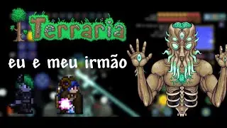 Eu e meu irm&atilde;o derrotando o moon lord em terraria mobile 