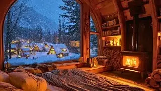Charming Cabin Escape - Cozy Fireplace & Gentle Snowfall for Ultimate Sleep Comfort