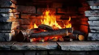 🔥Fireplace Sounds | Rustic Stone Fireplace in a Forest Cabin | Crackling Fire for sleep | Relaxation