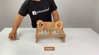Pawwood Dog Food and Water Stand with Glass Bowl | Easy Setup