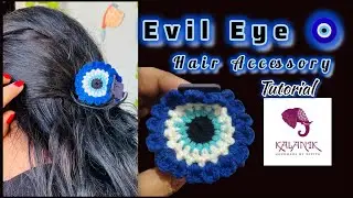 How to Make Evil Eye Crochet Hair Accessory - Crochet Evil Eye #evileye #crochet #crochetevileye