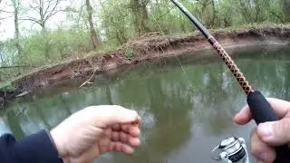 Pescando trucha en un rio local de New Jersey.