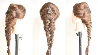 Trendy hairstyle for lehanga | french braid hairstyle | wedding guest hairstyle