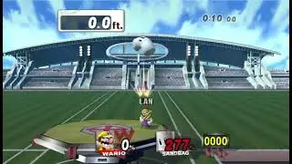 Wario's Home Run Contest Gets Allot Of Damage On Sandbag