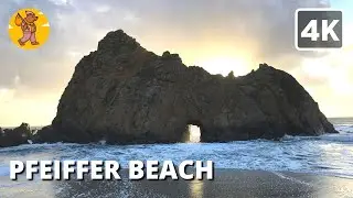 4K Pfeiffer Beach Walking Tour | Purple Sands Beach | 🔊 Binaural Sound