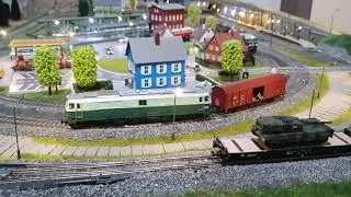 SU46-039 z Transportem Leoparda 2A4 do JW Żagań Roco 66724 Prezentacja przejazd podjazd pod rampę :)