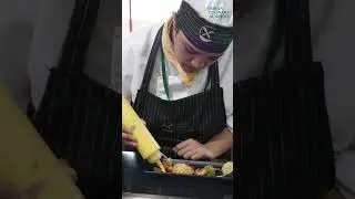 #CulinaryArts Students preparing shell fish delicacy at #indianculinaryacademy #bangalore#chefcourse