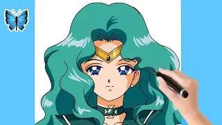 How to draw Sailor Neptune from Sailor Moon Step by Step