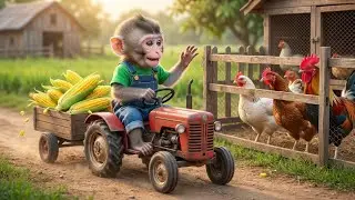 Baby Monkey&rsquo;s Corn Delivery Surprise at the Chicken Coop! 🐒🌽🐔
