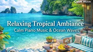 Relaxing Tropical Ambiance | Calm Piano Music & Ocean Waves for Study, Sleep, Focus