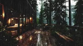 Calm Rain Surrounding the Forest Cabin 🌧️ | Alone at Night with Rain Ambience