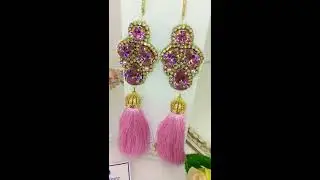 Chic pink crystal headband and earrings Luxury exclusive prom jewelry set for girl