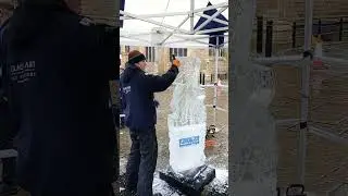 Ice sculpting by Glacial Art at Boston Christmas Festival 2025