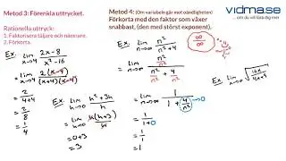 Matematik 3: GRÄNSVÄRDEN, tydlig förklaring. (OBS: I fråga 1 ska svaret vara 81, inte 12).