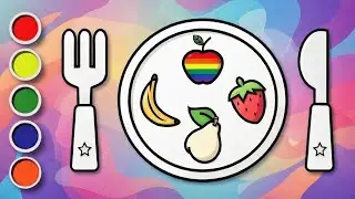 Fruit Plate Drawing, Painting & Coloring | Super Easy for Kids