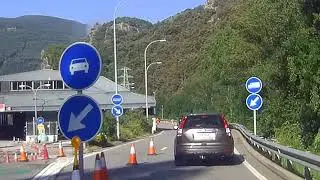 Pasando la Frontera de Andorra en dirección a España