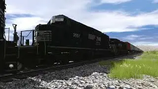 TRS22: NS SD70M-2 Leads a Long TTX Trailer Train Going Downhill Through West From Denver.